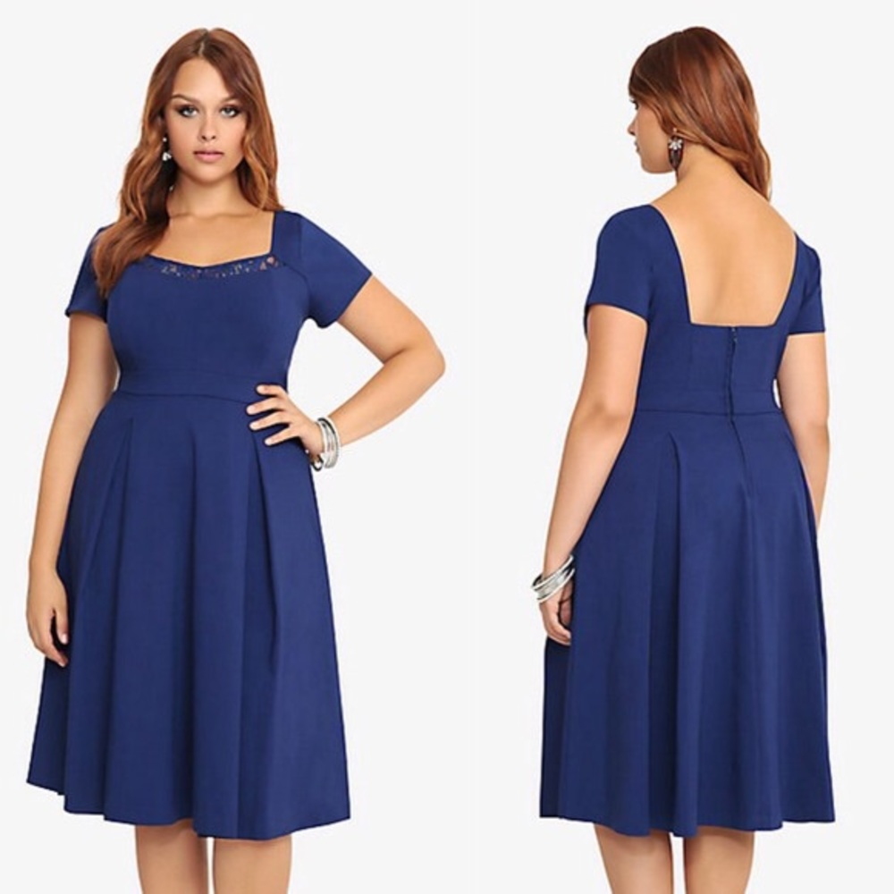 Torrid Blue Swing Dress with Lace Size 28 NWT